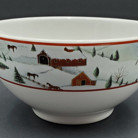 Sakura Christmas Valley Cereal Bowls David Carter Brown Holiday Soup Bowls - Picture 7 of 8